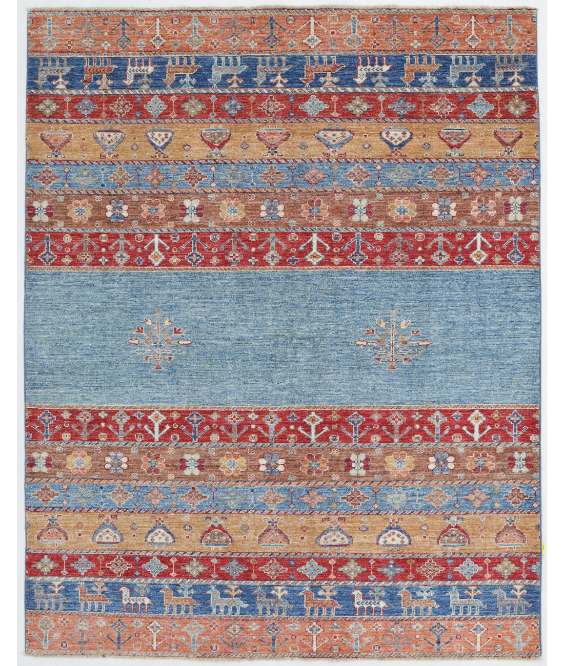 Hand Knotted Khurjeen Wool Rug  - 5&#39; 1&quot; X 6&#39; 7&quot; 5&#39; 1&quot; X 6&#39; 7&quot; (155 X 201) / Multi / Blue