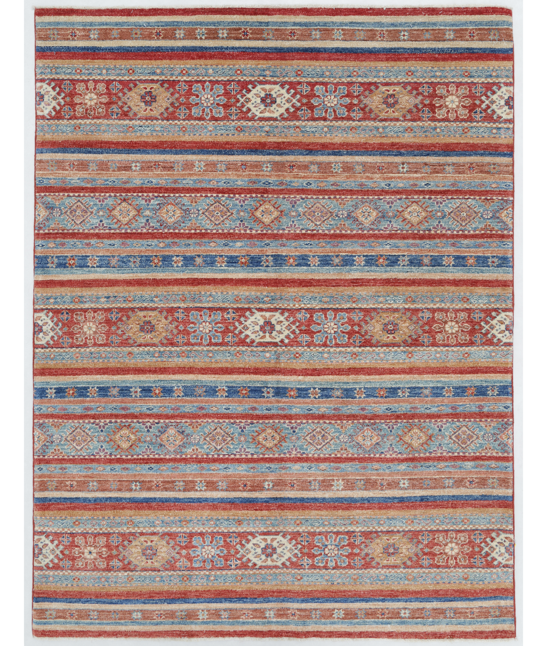 Hand Knotted Khurjeen Wool Rug  - 4&#39; 10&quot; X 6&#39; 5&quot; 4&#39; 10&quot; X 6&#39; 5&quot; (147 X 196) / Multi / Red