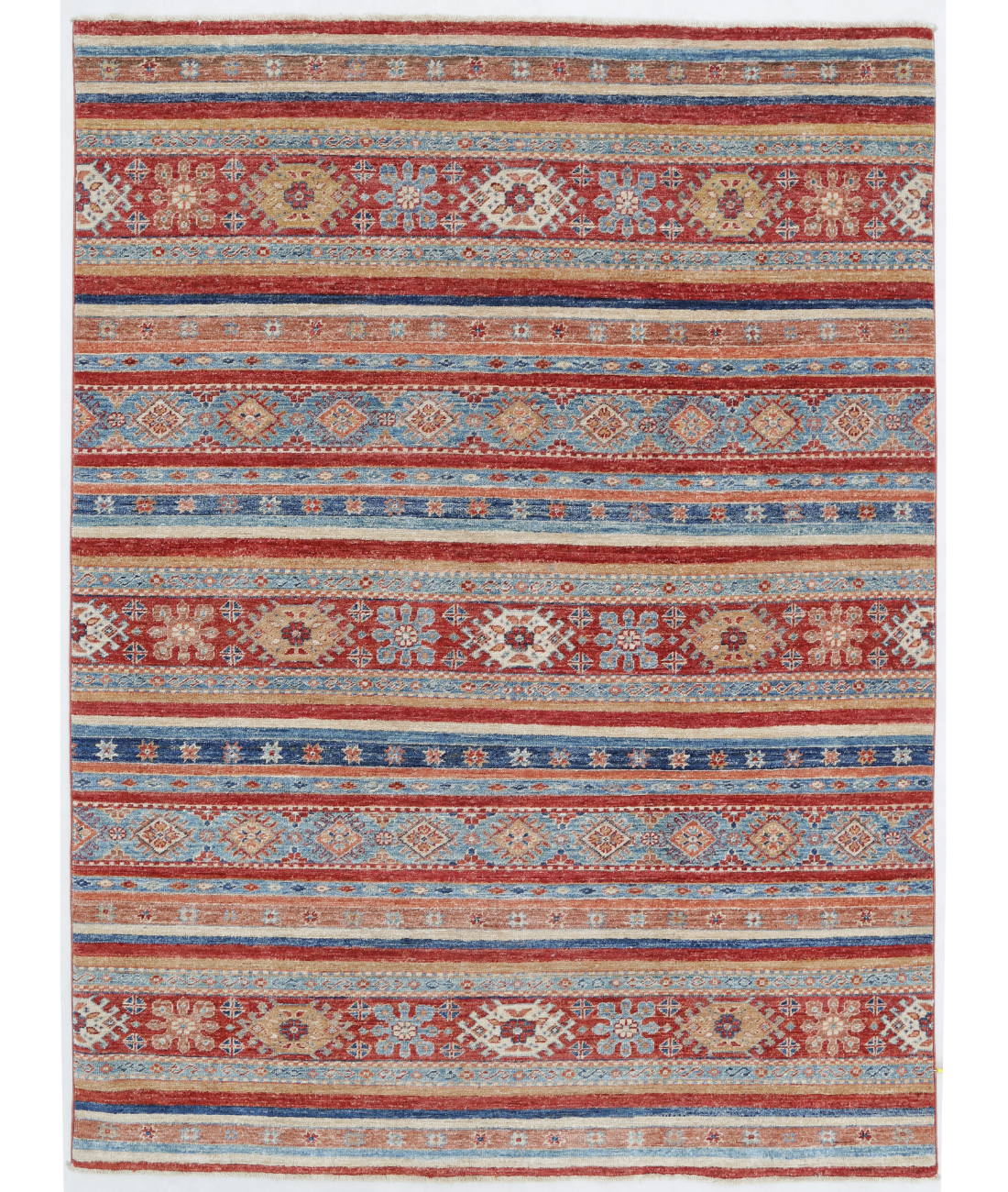 Hand Knotted Khurjeen Wool Rug  - 4&#39; 10&quot; X 6&#39; 4&quot; 4&#39; 10&quot; X 6&#39; 4&quot; (147 X 193) / Multi / Red