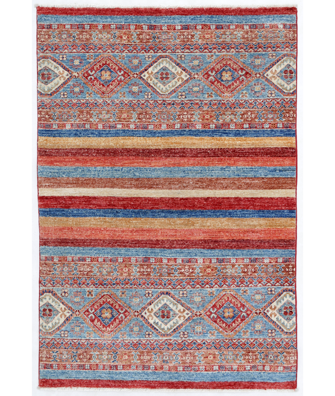 Hand Knotted Khurjeen Wool Rug  - 3&#39; 3&quot; X 4&#39; 10&quot; 3&#39; 3&quot; X 4&#39; 10&quot; (99 X 147) / Multi / Red