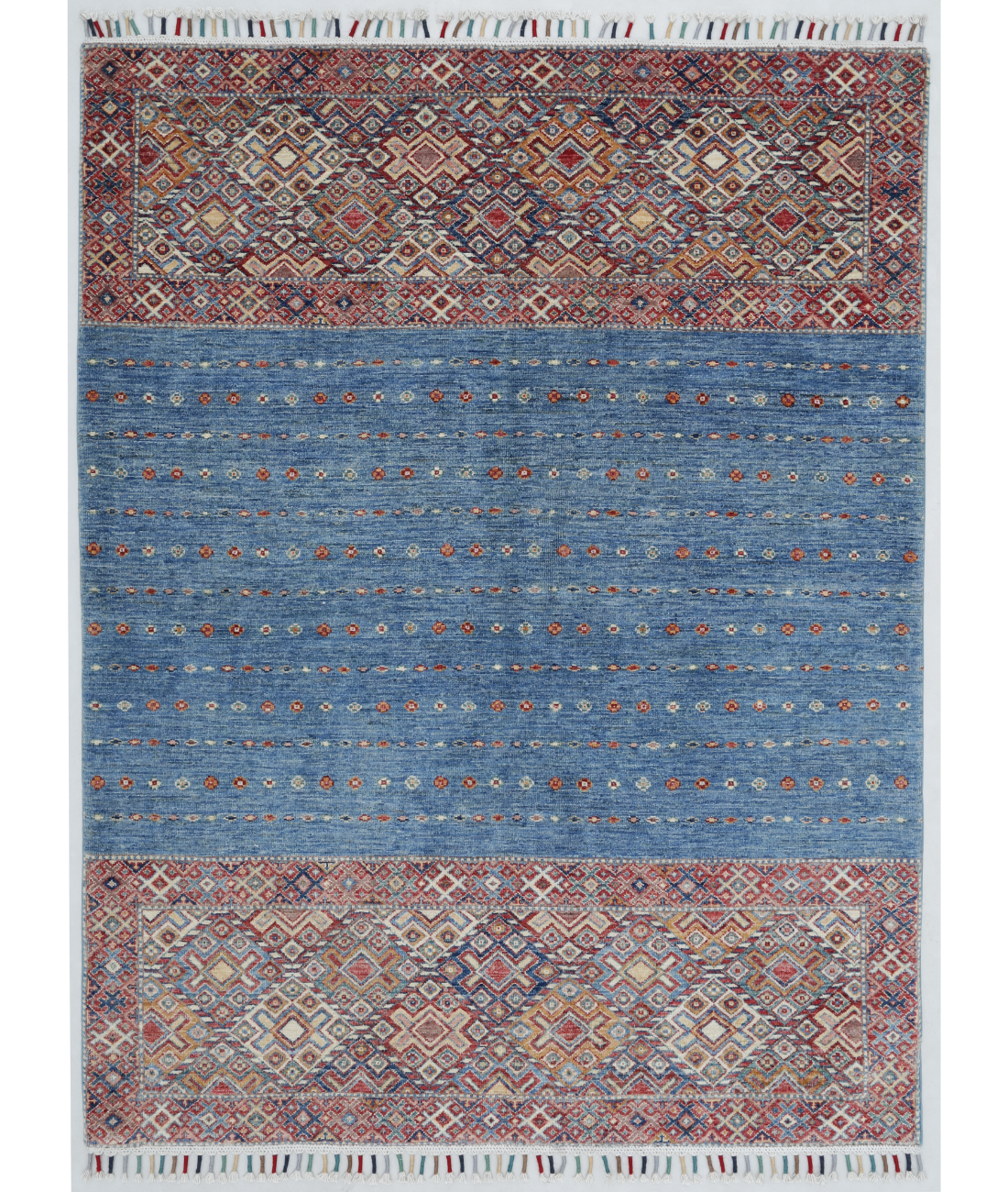 Hand Knotted Khurjeen Wool Rug  - 5&#39; 0&quot; X 6&#39; 7&quot; 5&#39; 0&quot; X 6&#39; 7&quot; (152 X 201) / Multi / Blue