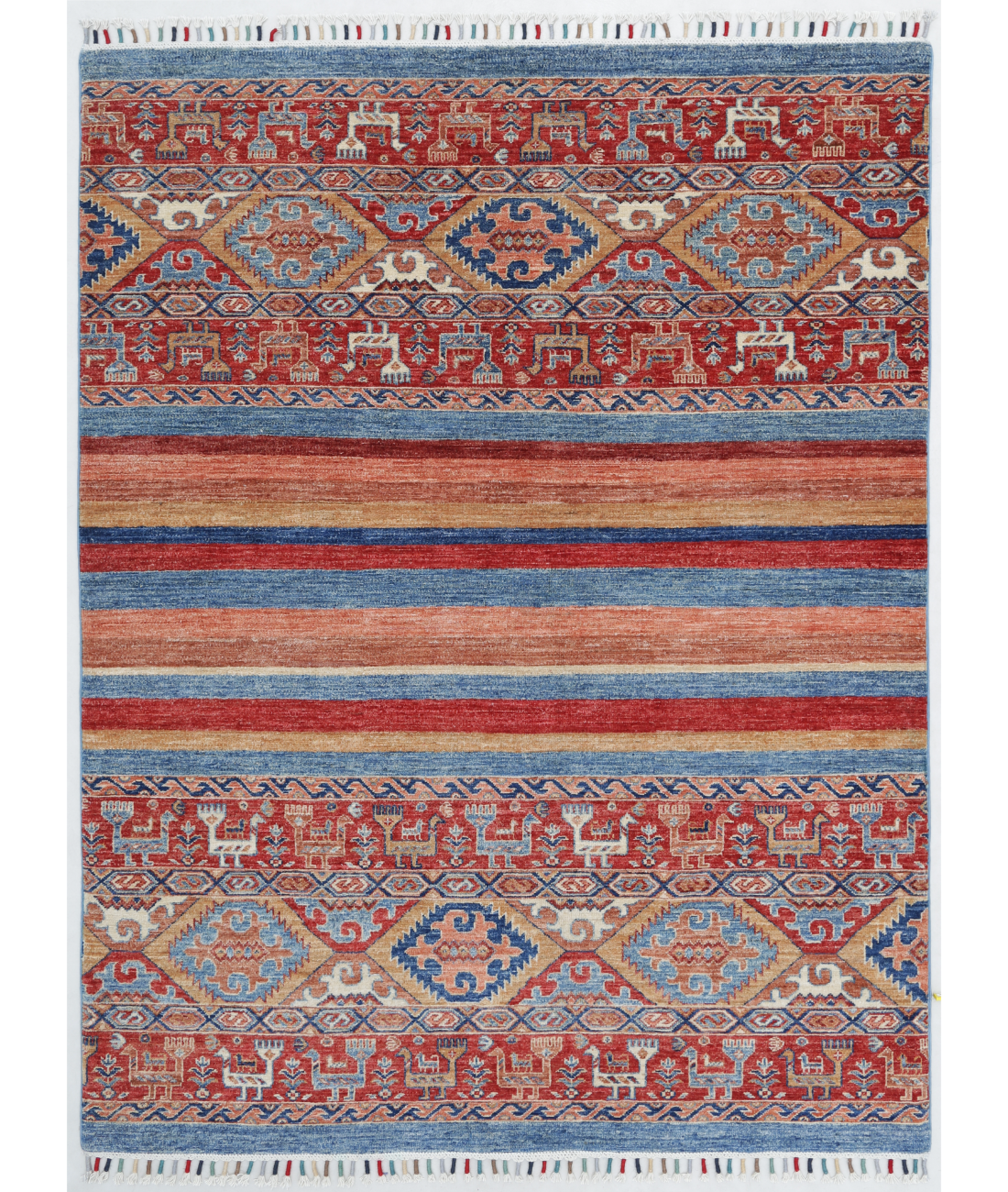 Hand Knotted Khurjeen Wool Rug  - 5&#39; 0&quot; X 6&#39; 6&quot; 5&#39; 0&quot; X 6&#39; 6&quot; (152 X 198) / Multi / Red