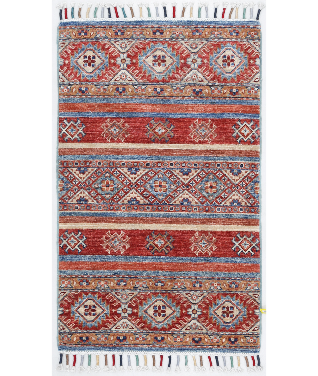 Hand Knotted Khurjeen Wool Rug  - 1&#39; 11&quot; X 3&#39; 2&quot; 1&#39; 11&quot; X 3&#39; 2&quot; (58 X 97) / Multi / Red