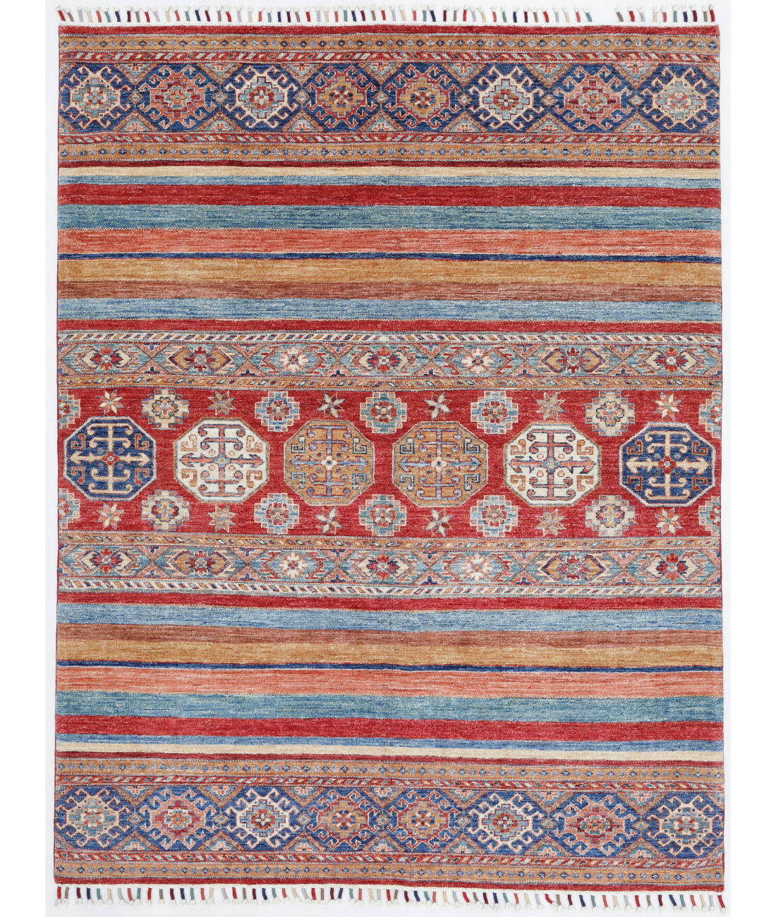 Hand Knotted Khurjeen Wool Rug  - 4&#39; 11&quot; X 6&#39; 5&quot; 4&#39; 11&quot; X 6&#39; 5&quot; (150 X 196) / Multi / Red