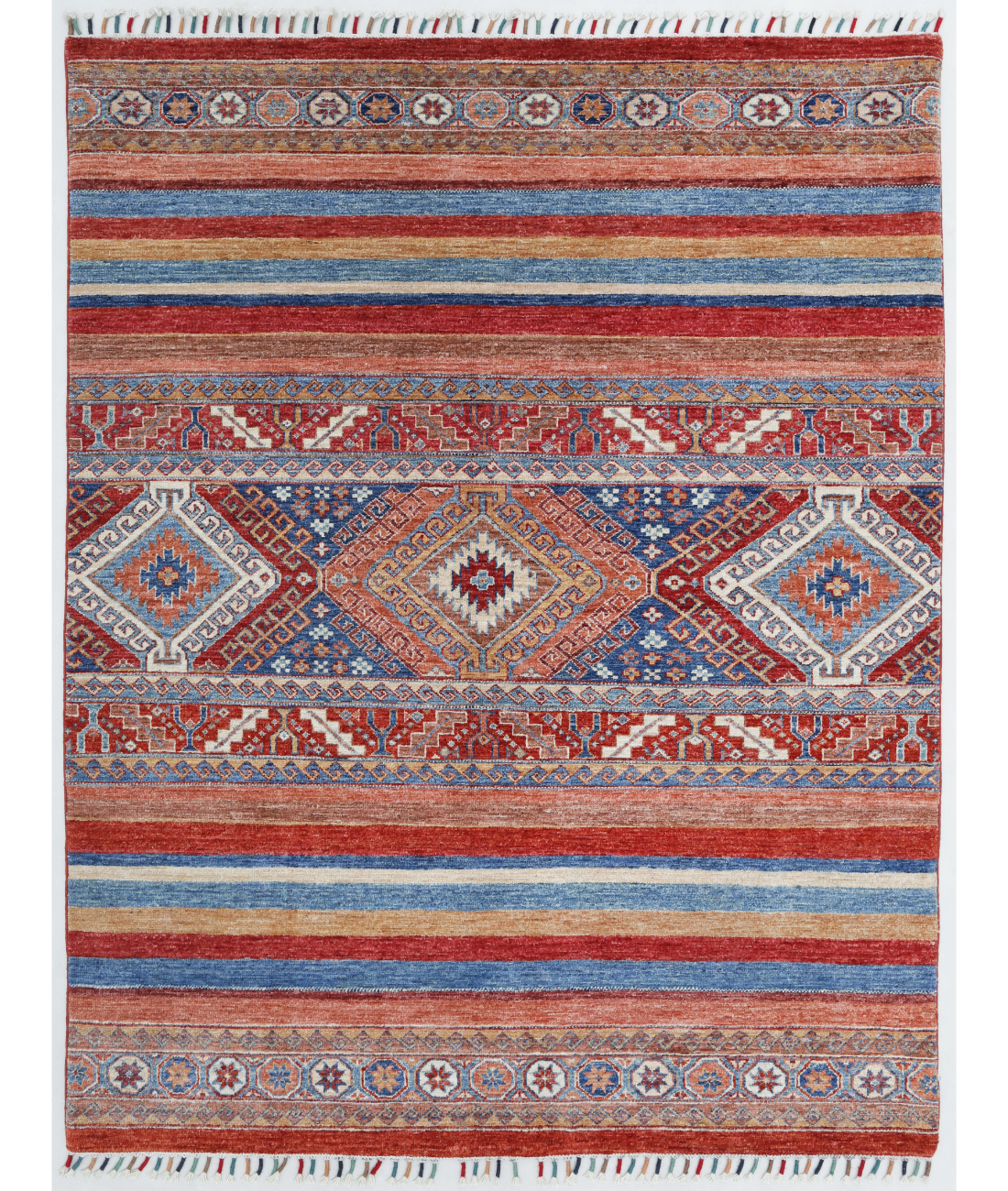 Hand Knotted Khurjeen Wool Rug  - 5' 1" X 6' 6" 5' 1" X 6' 6" (155 X 198) / Multi / Red