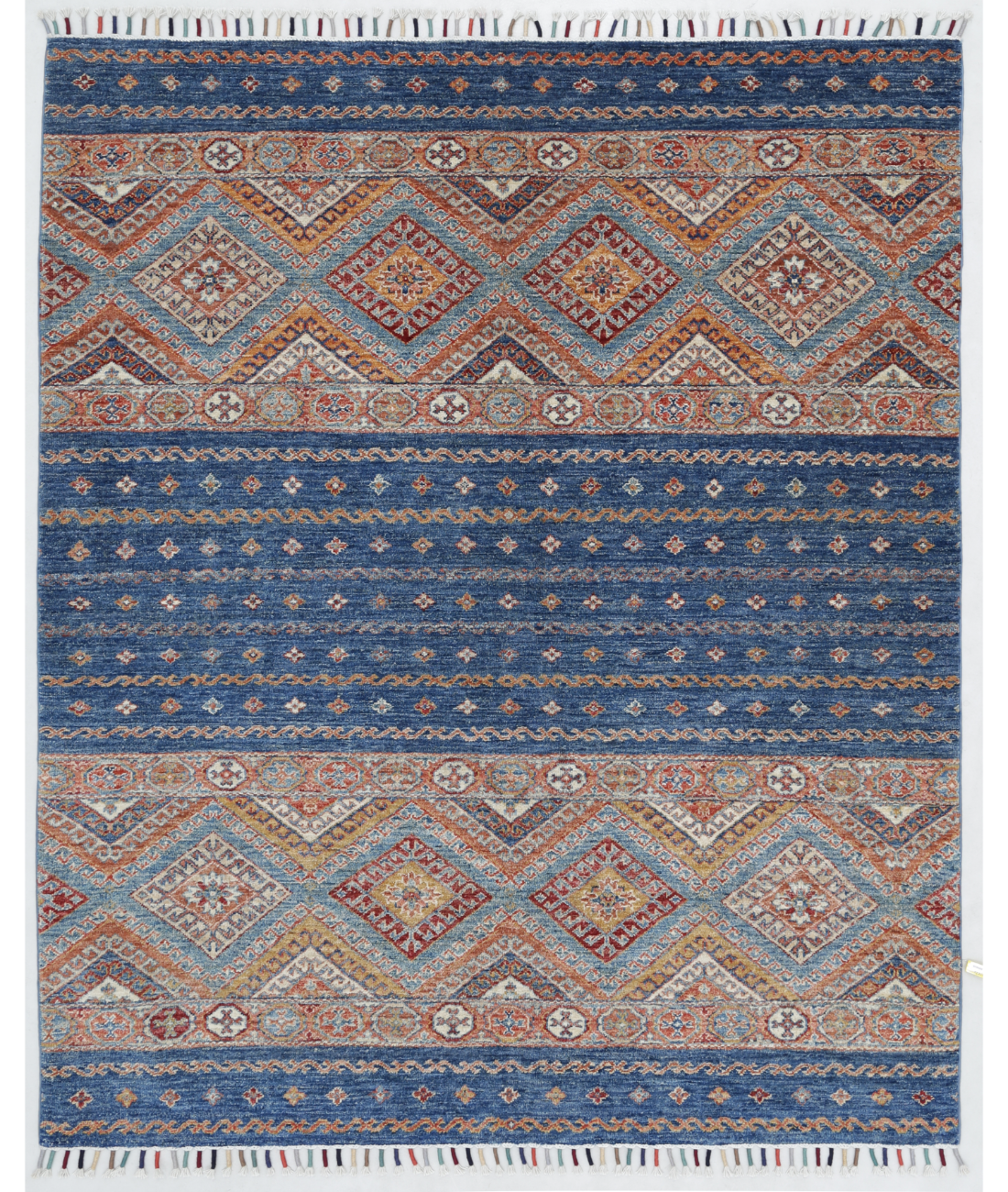 Hand Knotted Khurjeen Wool Rug  - 4' 11" X 6' 1" 4' 11" X 6' 1" (150 X 185) / Multi / Blue