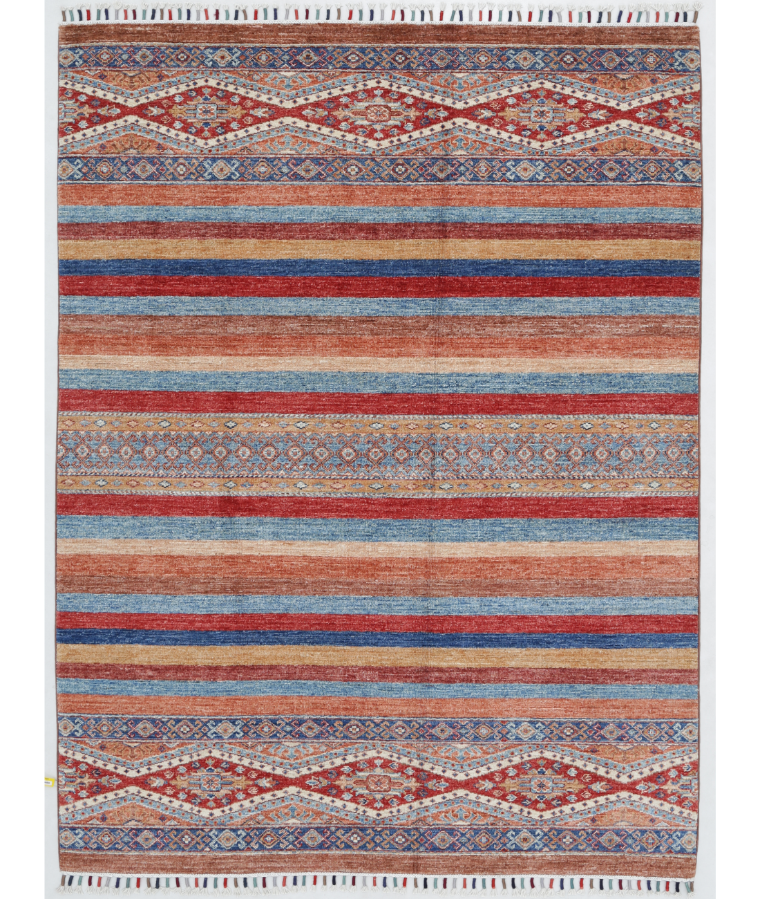 Hand Knotted Khurjeen Wool Rug  - 5&#39; 0&quot; X 6&#39; 7&quot; 5&#39; 0&quot; X 6&#39; 7&quot; (152 X 201) / Multi / Red