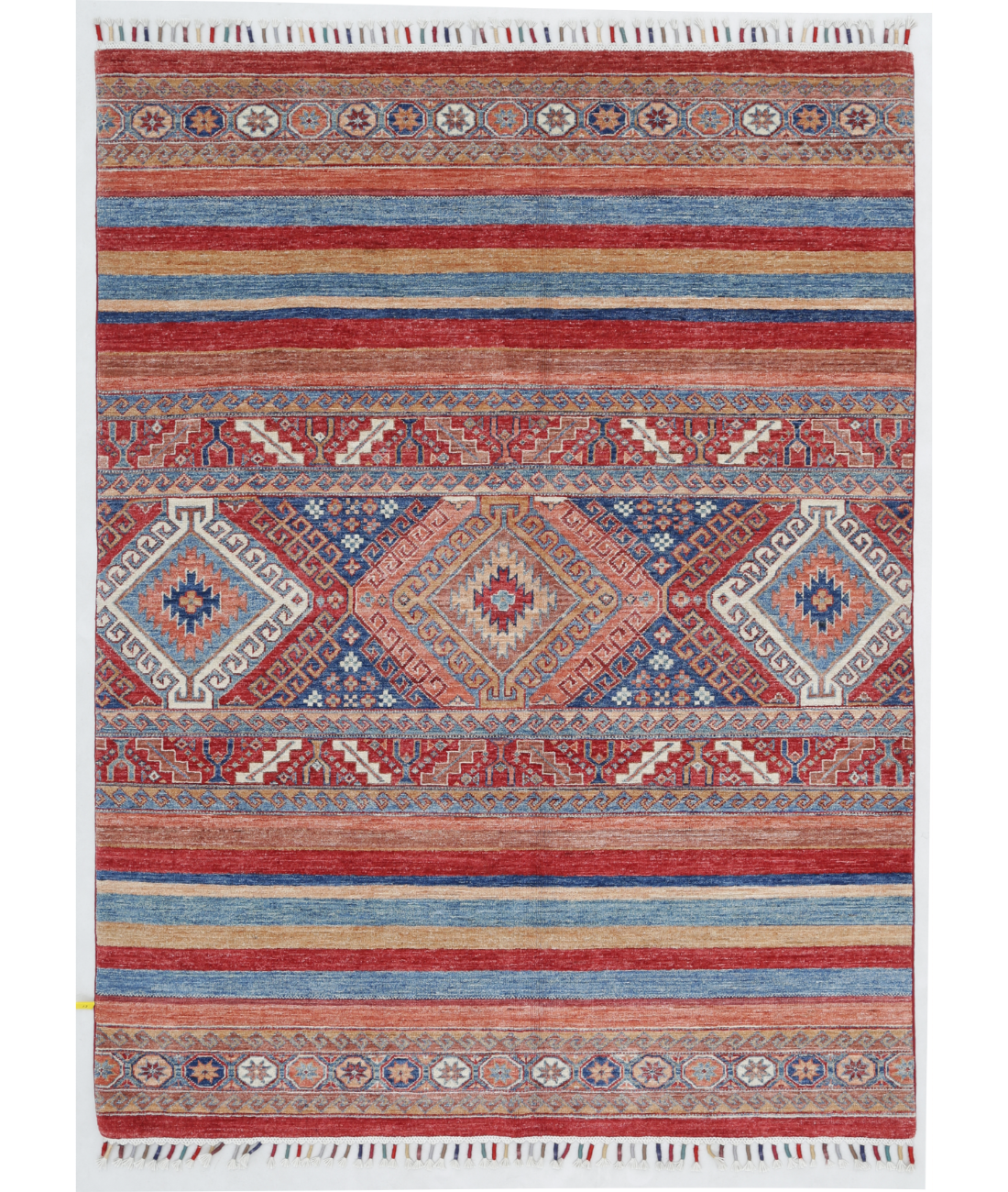 Hand Knotted Khurjeen Wool Rug  - 4' 10" X 6' 6" 4' 10" X 6' 6" (147 X 198) / Multi / Blue