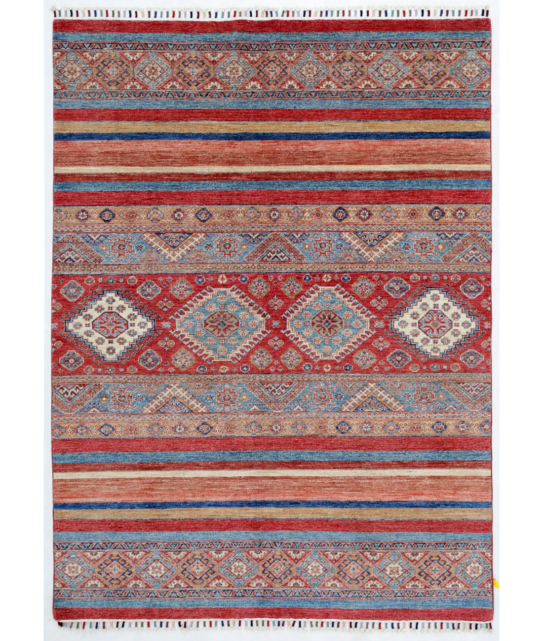 Hand Knotted Khurjeen Wool Rug  - 5&#39; 7&quot; X 7&#39; 8&quot; 5&#39; 7&quot; X 7&#39; 8&quot; (170 X 234) / Multi / Red