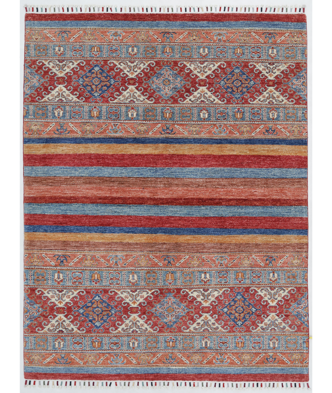 Hand Knotted Khurjeen Wool Rug  - 5&#39; 0&quot; X 6&#39; 6&quot; 5&#39; 0&quot; X 6&#39; 6&quot; (152 X 198) / Multi / Red