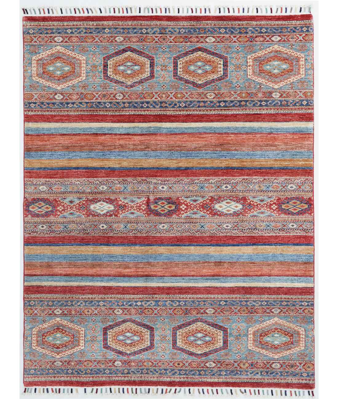 Hand Knotted Khurjeen Wool Rug  - 5&#39; 0&quot; X 6&#39; 5&quot; 5&#39; 0&quot; X 6&#39; 5&quot; (152 X 196) / Multi / Red