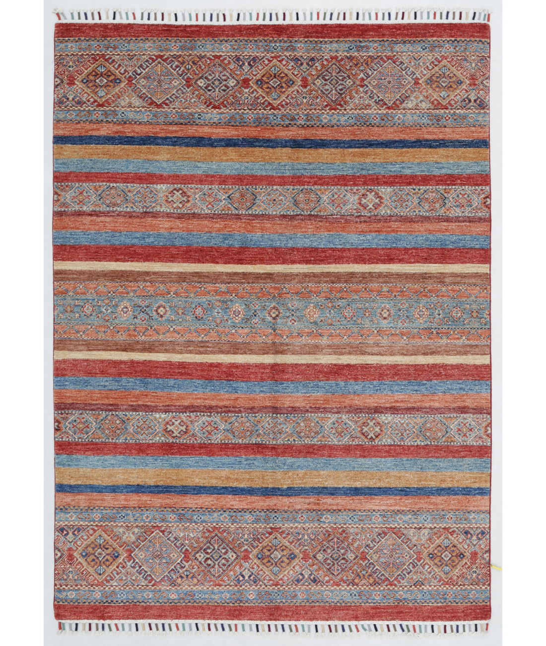 Hand Knotted Khurjeen Wool Rug  - 4&#39; 11&quot; X 6&#39; 8&quot; 4&#39; 11&quot; X 6&#39; 8&quot; (150 X 203) / Multi / Red