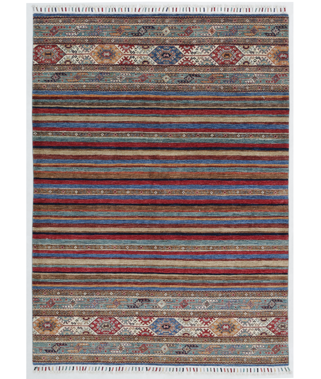 Hand Knotted Khurjeen Wool Rug  - 5&#39; 7&quot; X 7&#39; 9&quot; 5&#39; 7&quot; X 7&#39; 9&quot; (170 X 236) / Multi / Blue