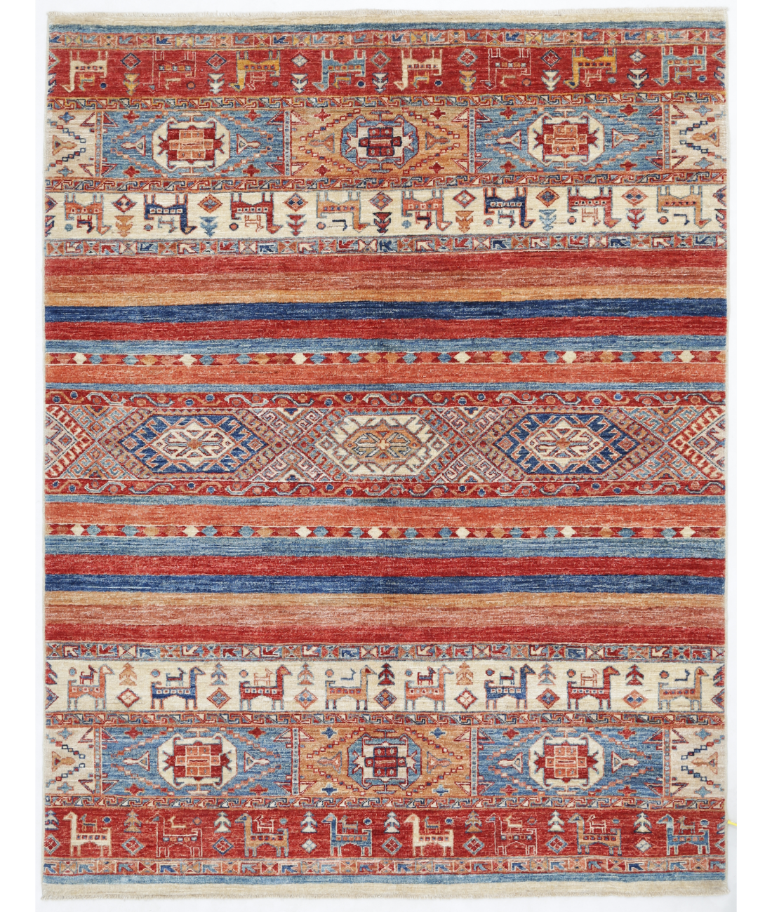 Hand Knotted Khurjeen Wool Rug  - 5&#39; 0&quot; X 6&#39; 6&quot; 5&#39; 0&quot; X 6&#39; 6&quot; (152 X 198) / Multi / Blue