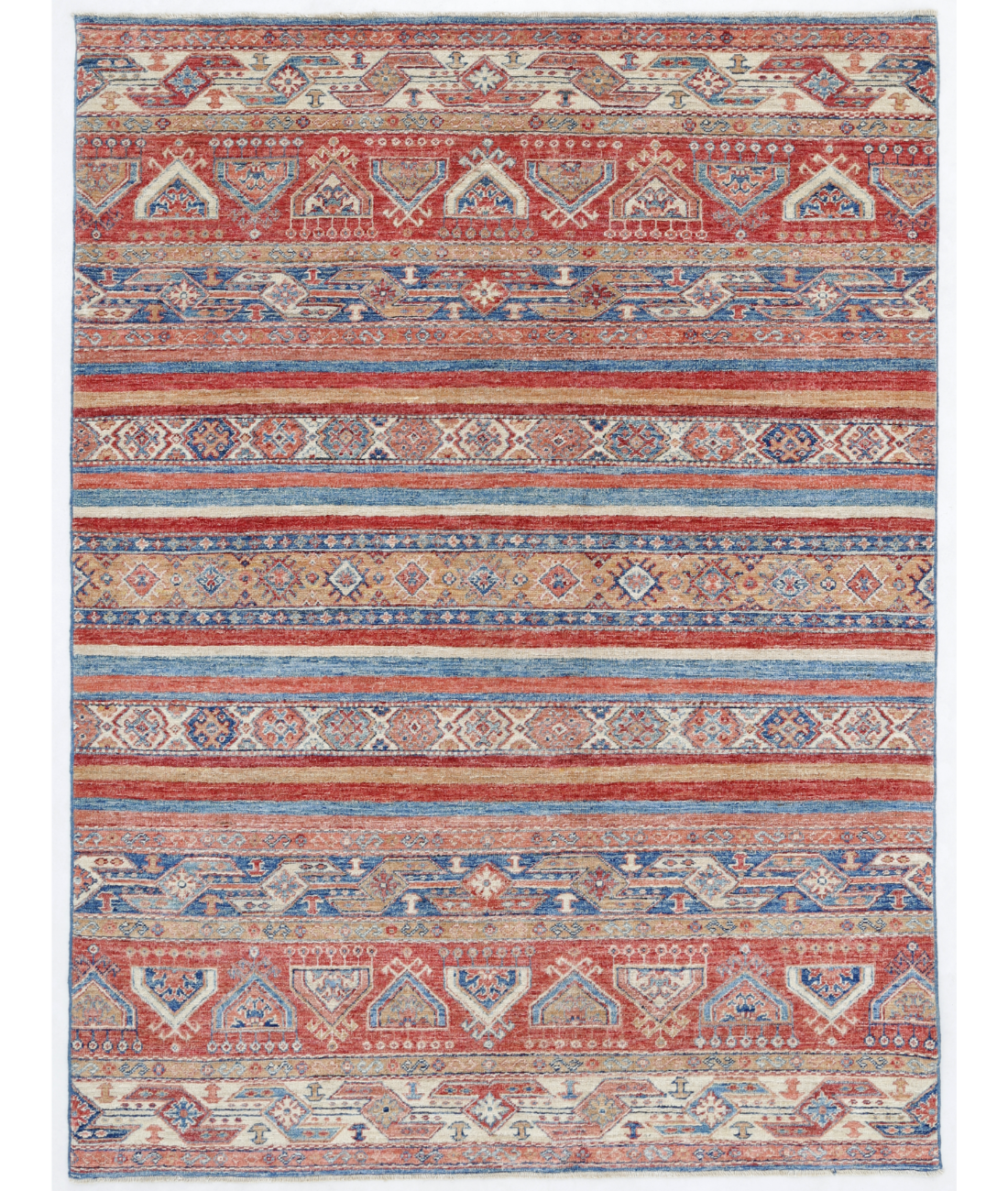 Hand Knotted Khurjeen Wool Rug  - 4&#39; 11&quot; X 6&#39; 8&quot; 4&#39; 11&quot; X 6&#39; 8&quot; (150 X 203) / Multi / Red