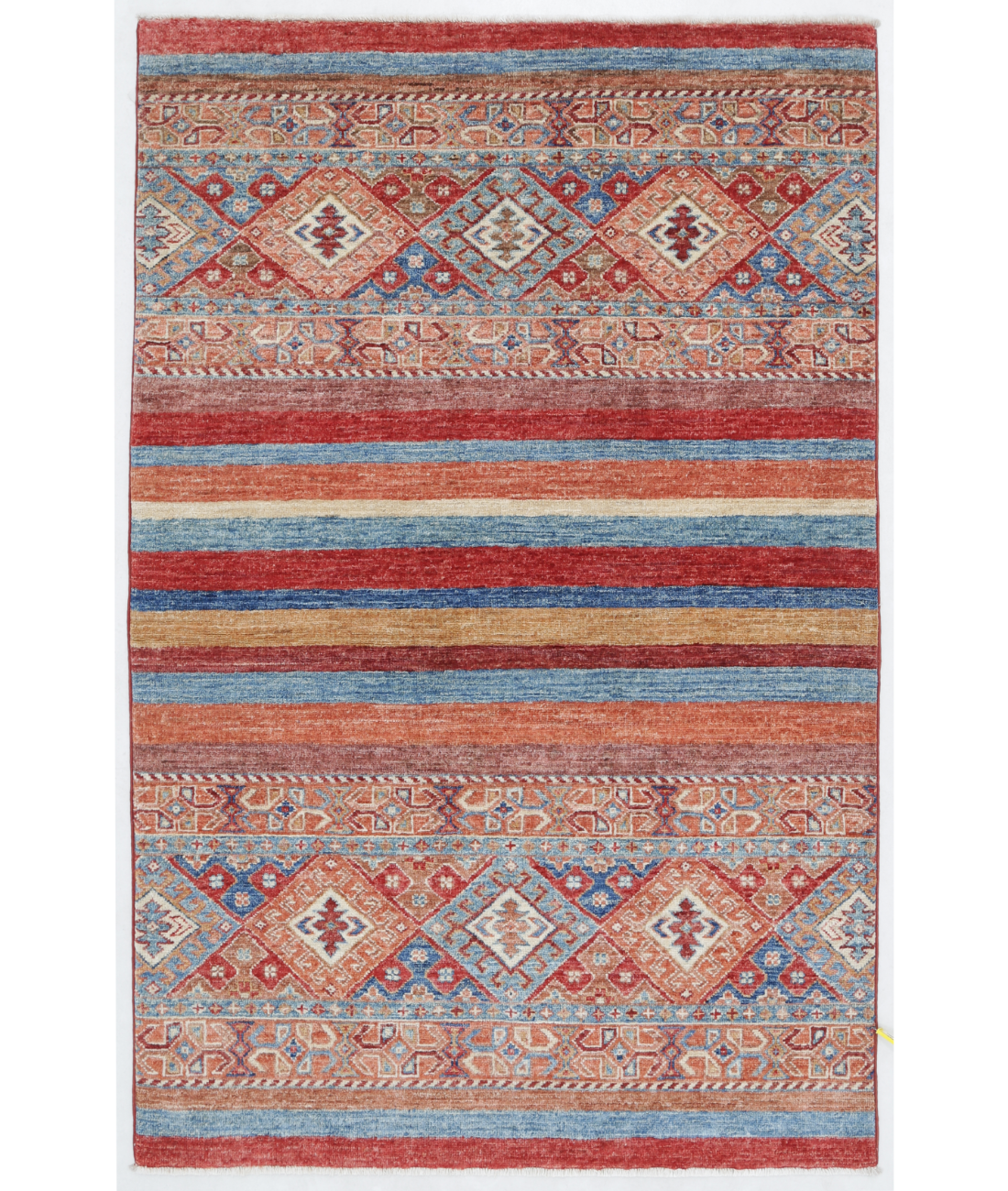 Hand Knotted Khurjeen Wool Rug  - 3&#39; 3&quot; X 5&#39; 0&quot; 3&#39; 3&quot; X 5&#39; 0&quot; (99 X 152) / Multi / Red