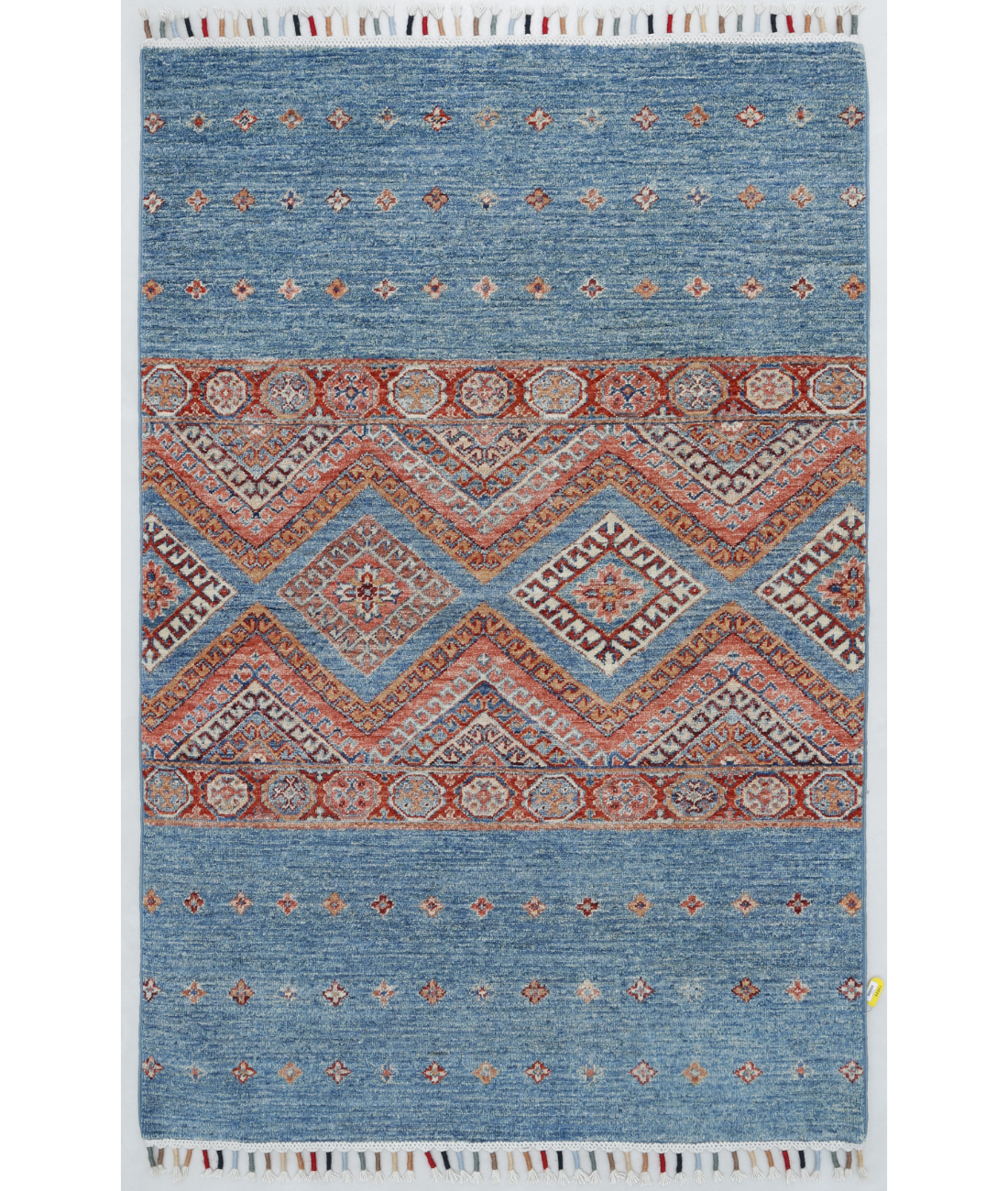 Hand Knotted Khurjeen Wool Rug  - 3&#39; 2&quot; X 4&#39; 10&quot; 3&#39; 2&quot; X 4&#39; 10&quot; (97 X 147) / Multi / Blue