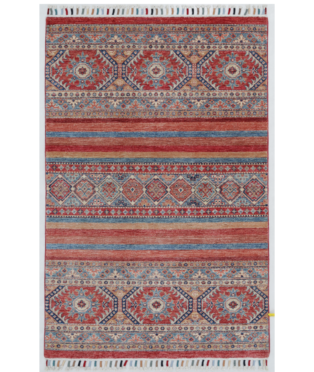 Hand Knotted Khurjeen Wool Rug  - 3&#39; 2&quot; X 4&#39; 9&quot; 3&#39; 2&quot; X 4&#39; 9&quot; (97 X 145) / Multi / Red