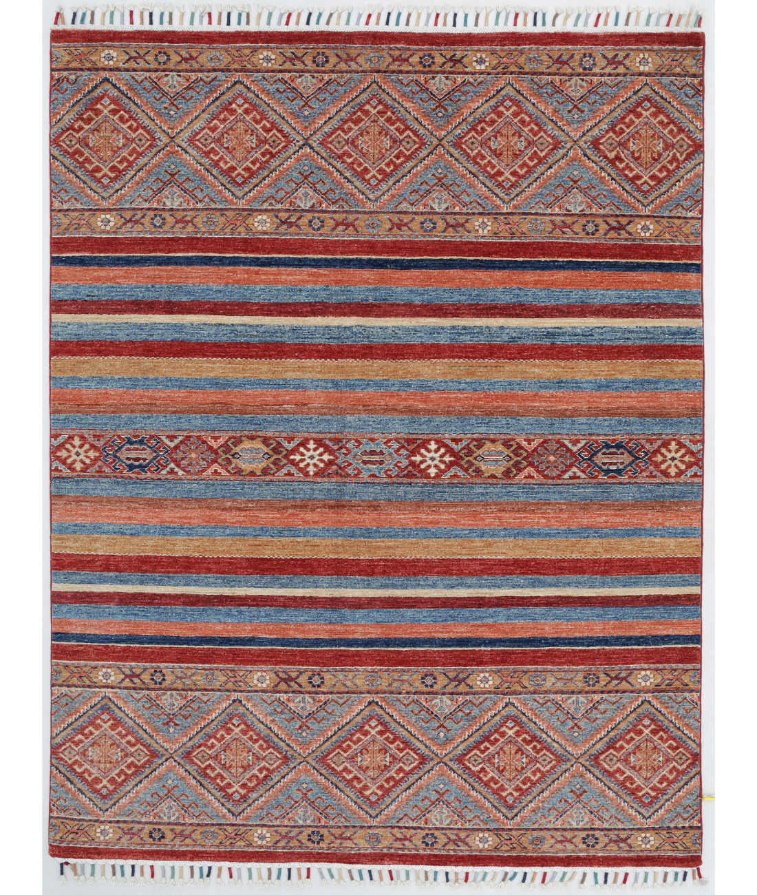 Hand Knotted Khurjeen Wool Rug  - 4&#39; 10&quot; X 6&#39; 4&quot; 4&#39; 10&quot; X 6&#39; 4&quot; (147 X 193) / Multi / Red