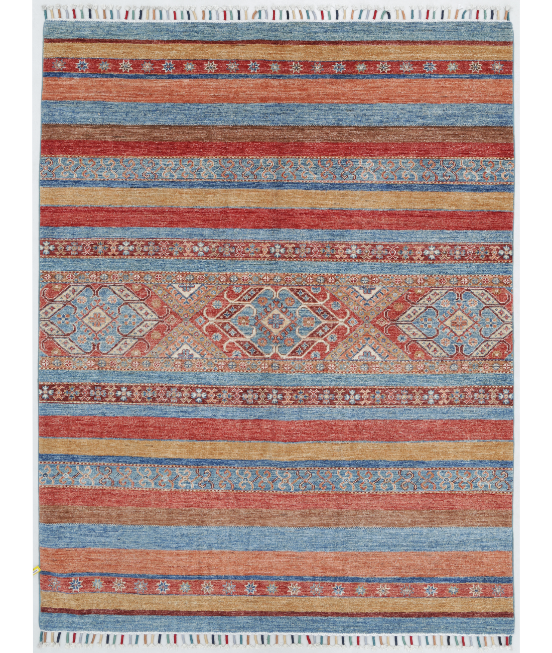 Hand Knotted Khurjeen Wool Rug  - 4&#39; 10&quot; X 6&#39; 3&quot; 4&#39; 10&quot; X 6&#39; 3&quot; (147 X 191) / Multi / Blue