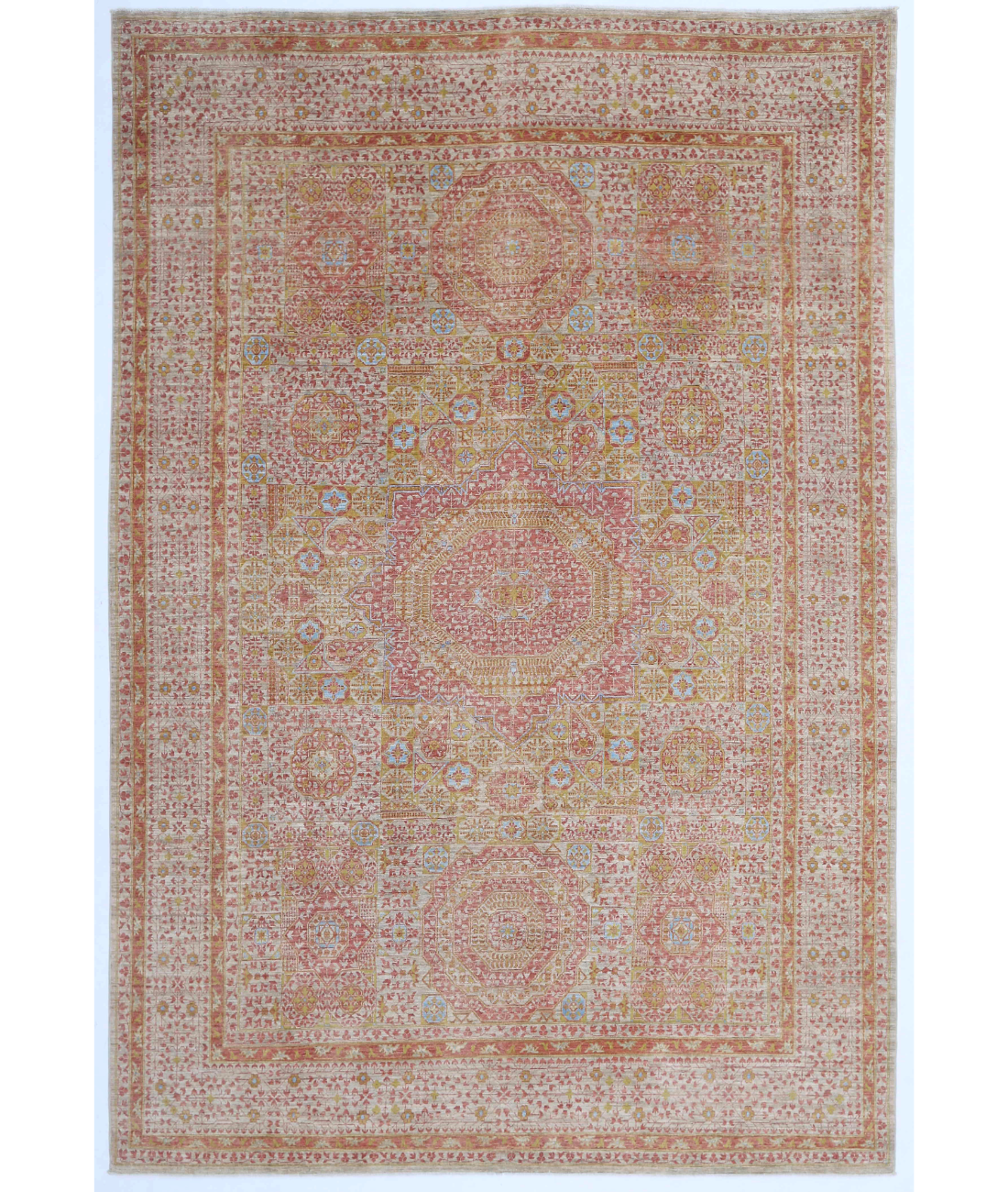 Hand Knotted Mamluk Wool Rug  - 7&#39; 11&quot; X 12&#39; 0&quot; 7&#39; 11&quot; X 12&#39; 0&quot; (241 X 366) / Teal / Teal