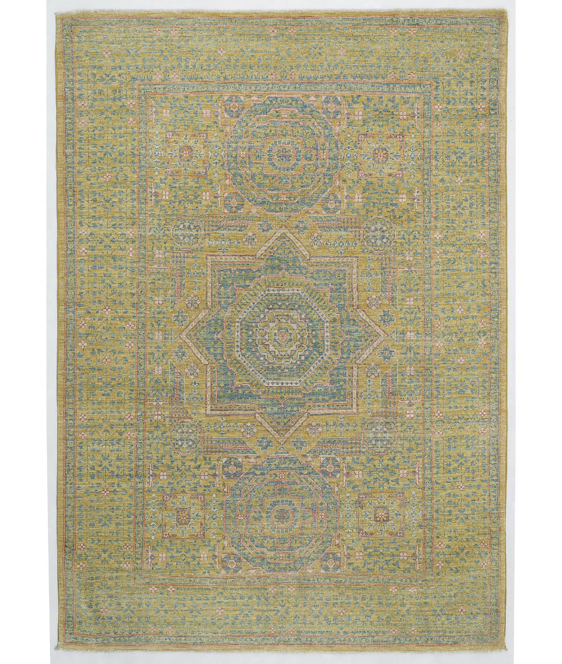 Hand Knotted Mamluk Wool Rug  - 4' 10" X 6' 10" 4' 10" X 6' 10" (147 X 208) / Gold / Gold