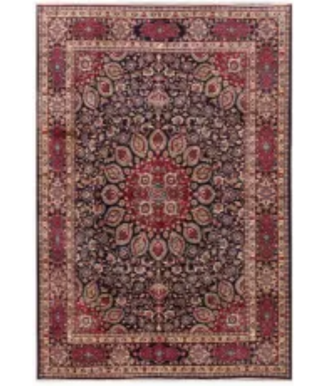 Hand Knotted Mashad Wool Rug  - 9&#39; 6&quot; X 12&#39; 5&quot; 9&#39; 6&quot; X 12&#39; 5&quot; (290 X 378) / Blue / Ivory