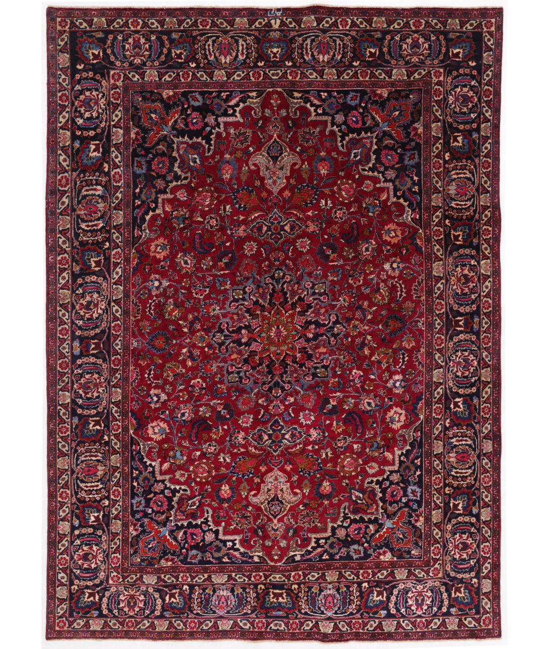 Hand Knotted Mashad Wool Rug  - 7&#39; 8&quot; X 10&#39; 9&quot; 7&#39; 8&quot; X 10&#39; 9&quot; (234 X 328) / Red / Blue