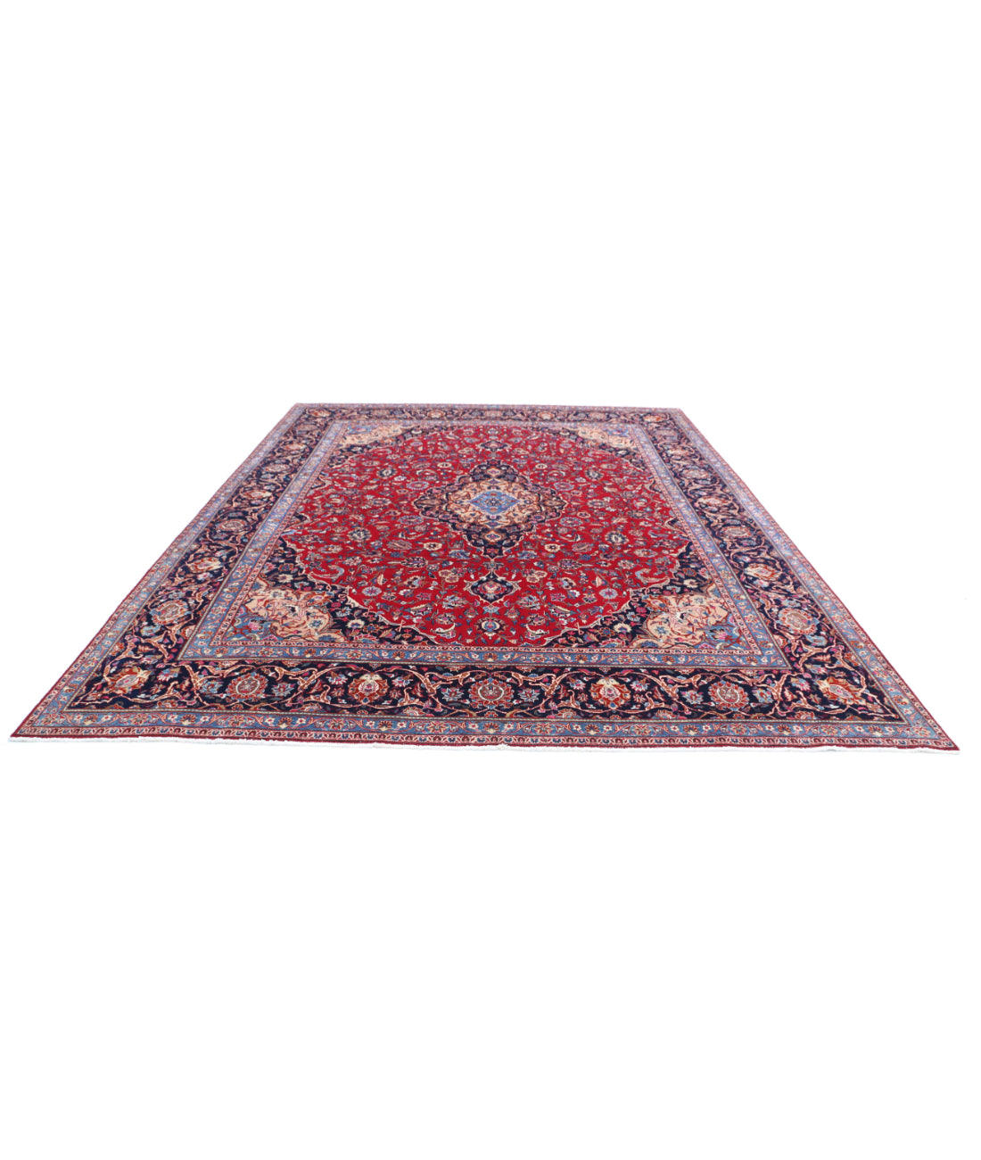 Hand Knotted Persian Mashad Wool Rug - 9'8'' x 12'6'' 9'8'' x 12'6'' (290 X 375) / Red / Black