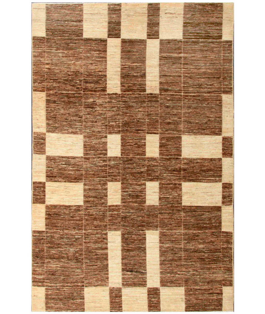 Hand Knotted Modcar Wool Rug  - 5&#39; 9&quot; X 8&#39; 10&quot; 5&#39; 9&quot; X 8&#39; 10&quot; (175 X 269) / Brown / Beige