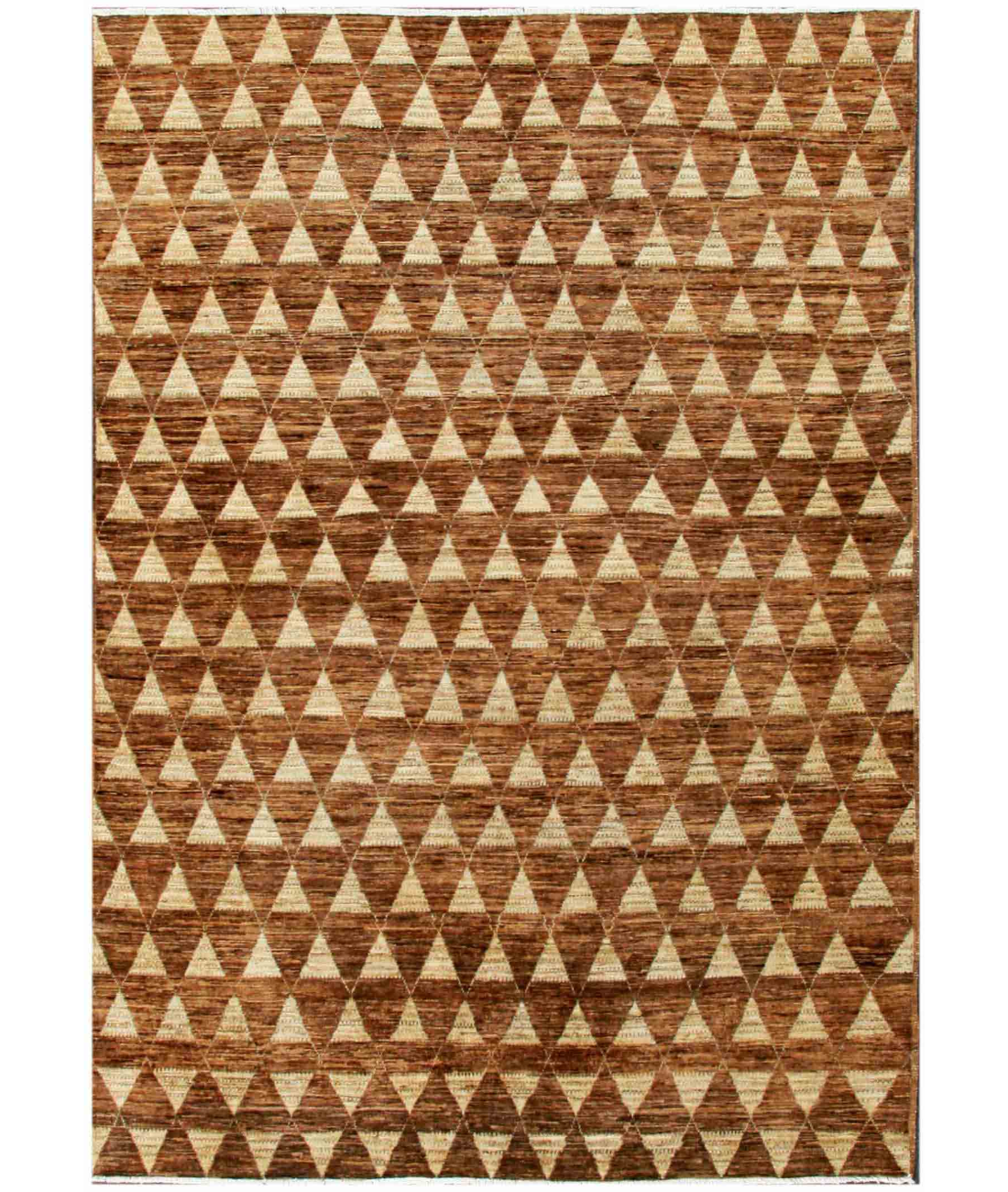 Hand Knotted Modcar Wool Rug  - 5&#39; 6&quot; X 7&#39; 9&quot; 5&#39; 6&quot; X 7&#39; 9&quot; (168 X 236) / Brown / Ivory