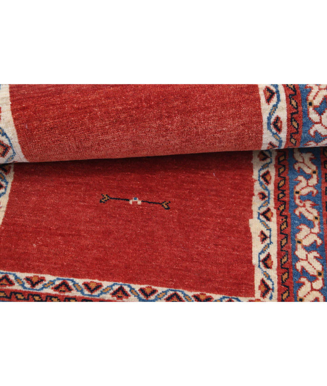 Hand Knotted Persian Gabbeh Wool Rug - 2'4'' x 3'6'' 2'4'' x 3'6'' (70 X 105) / Rust / Blue