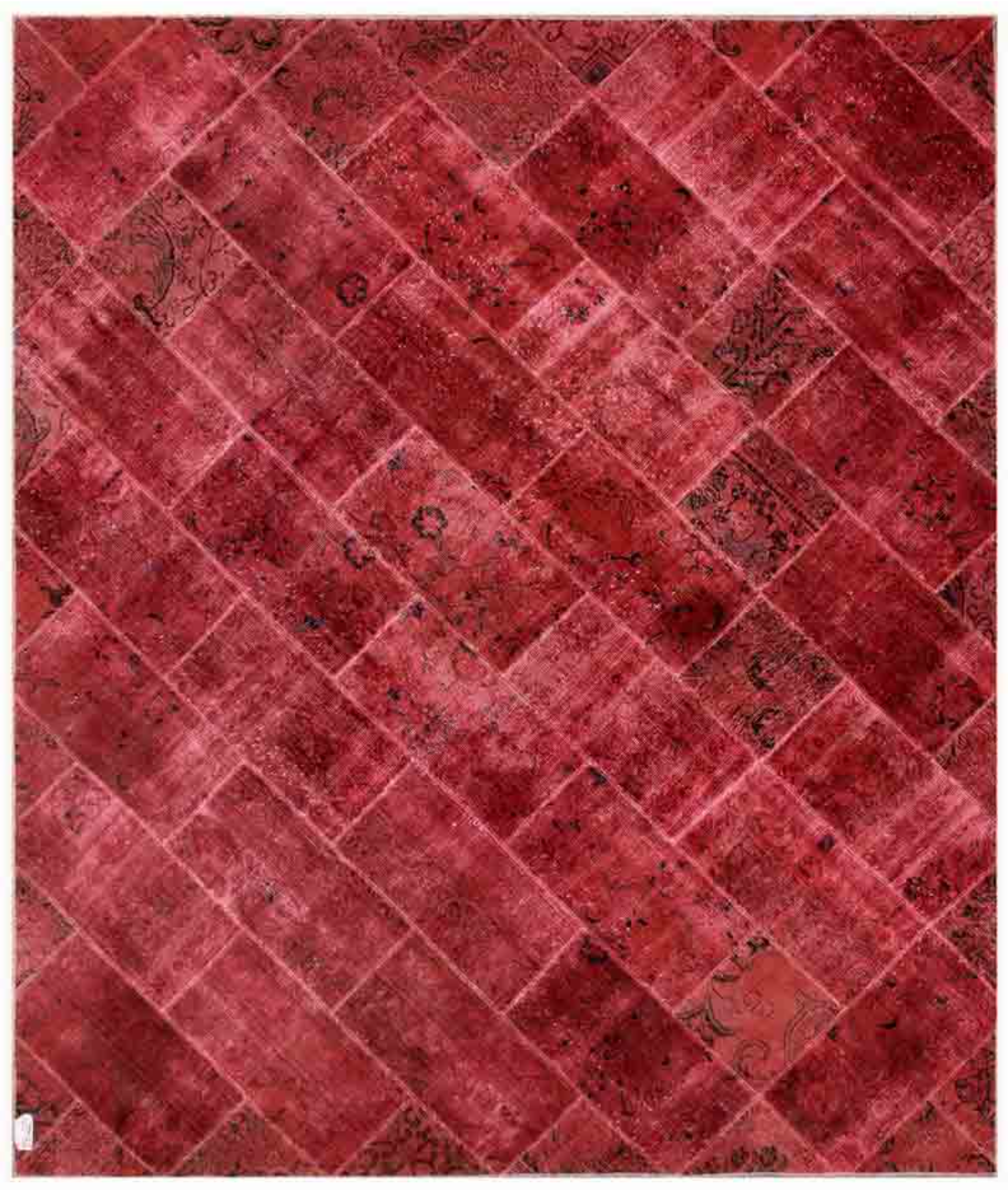 Hand Knotted Mosaic Wool Rug  - 8' 3" X 9' 9" 8' 3" X 9' 9" (251 X 297) / Pink / Blue