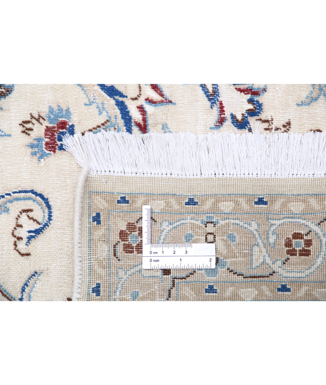 Hand Knotted Vintage Persian Nain Wool Rug - 8'8'' x 11'10'' 8'8'' x 11'10'' (260 X 355) / Ivory / Blue