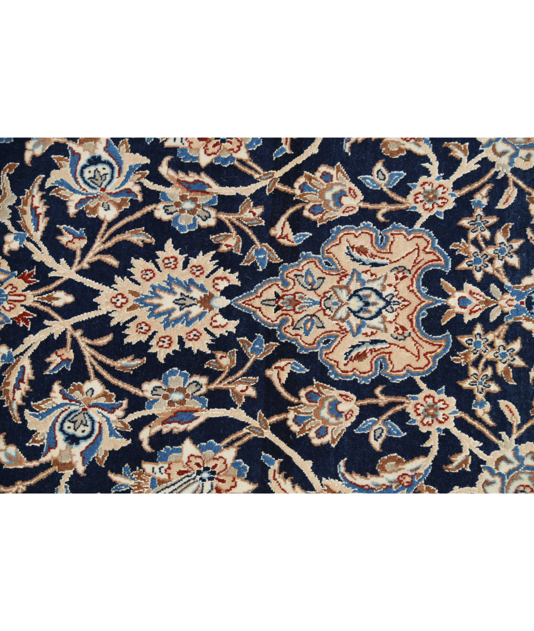 Hand Knotted Masterpiece Persian Nain Wool & Silk Rug - 5'11'' x 9'9'' 5'11'' x 9'9'' (178 X 293) / Blue / Ivory