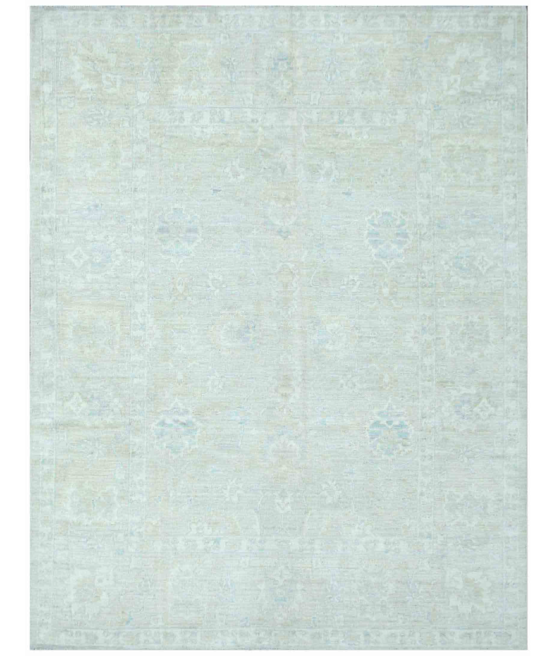 Hand Knotted Oushak Wool Rug  - 7&#39; 11&quot; X 10&#39; 0&quot; 7&#39; 11&quot; X 10&#39; 0&quot; (241 X 305) / Green / Taupe