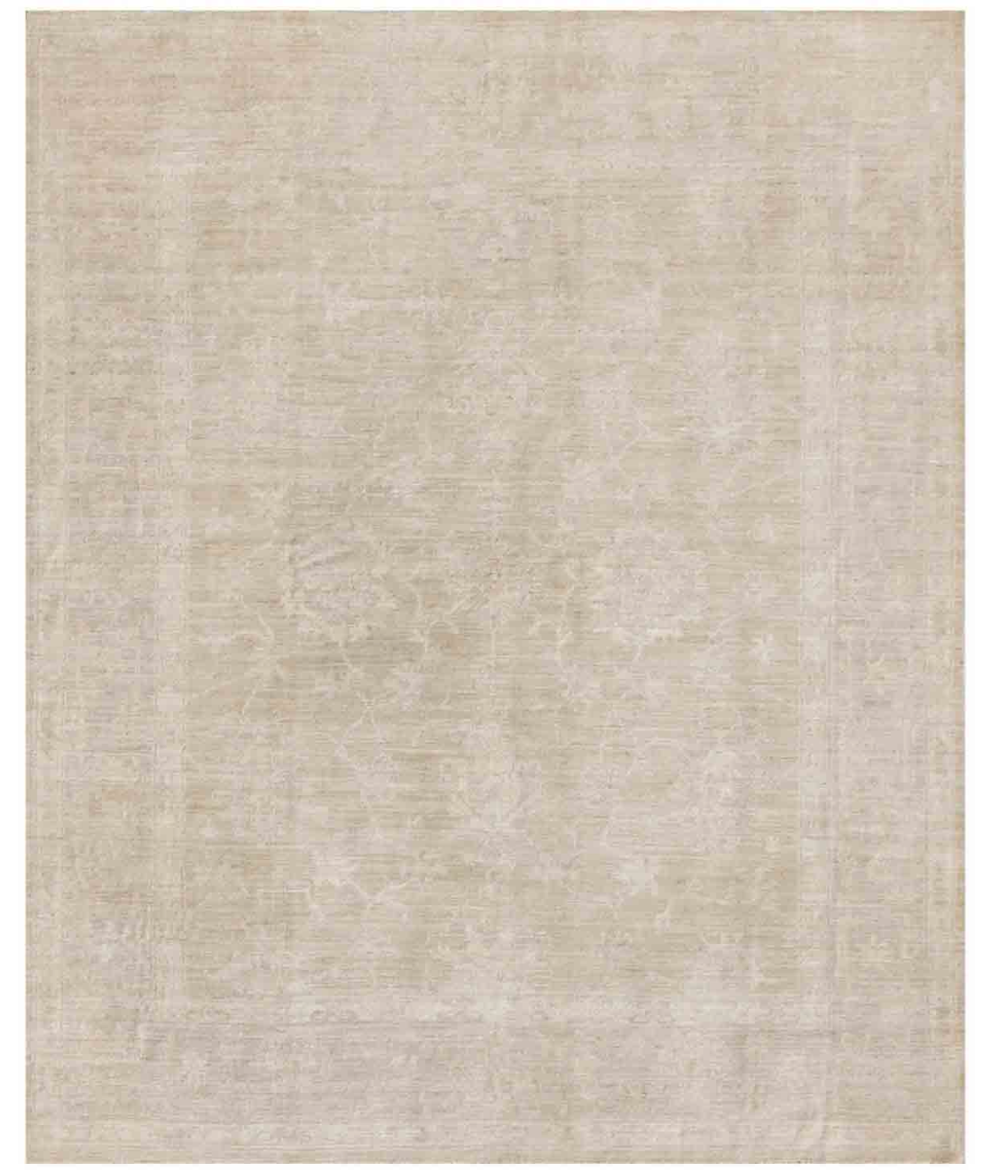 Hand Knotted Oushak Wool Rug  - 8&#39; 0&quot; X 9&#39; 8&quot; 8&#39; 0&quot; X 9&#39; 8&quot; (244 X 295) / Green / Grey