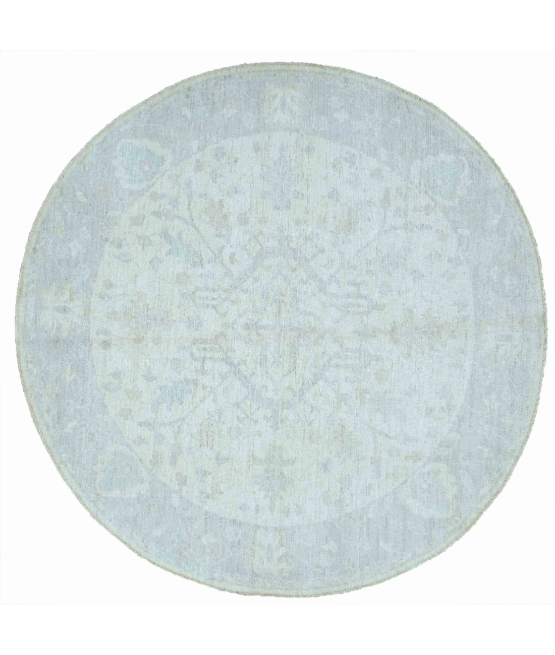 Hand Knotted Oushak Wool Rug  - 8&#39; 3&quot; X 8&#39; 0&quot; 8&#39; 3&quot; X 8&#39; 0&quot; (251 X 244) / Ivory / Teal