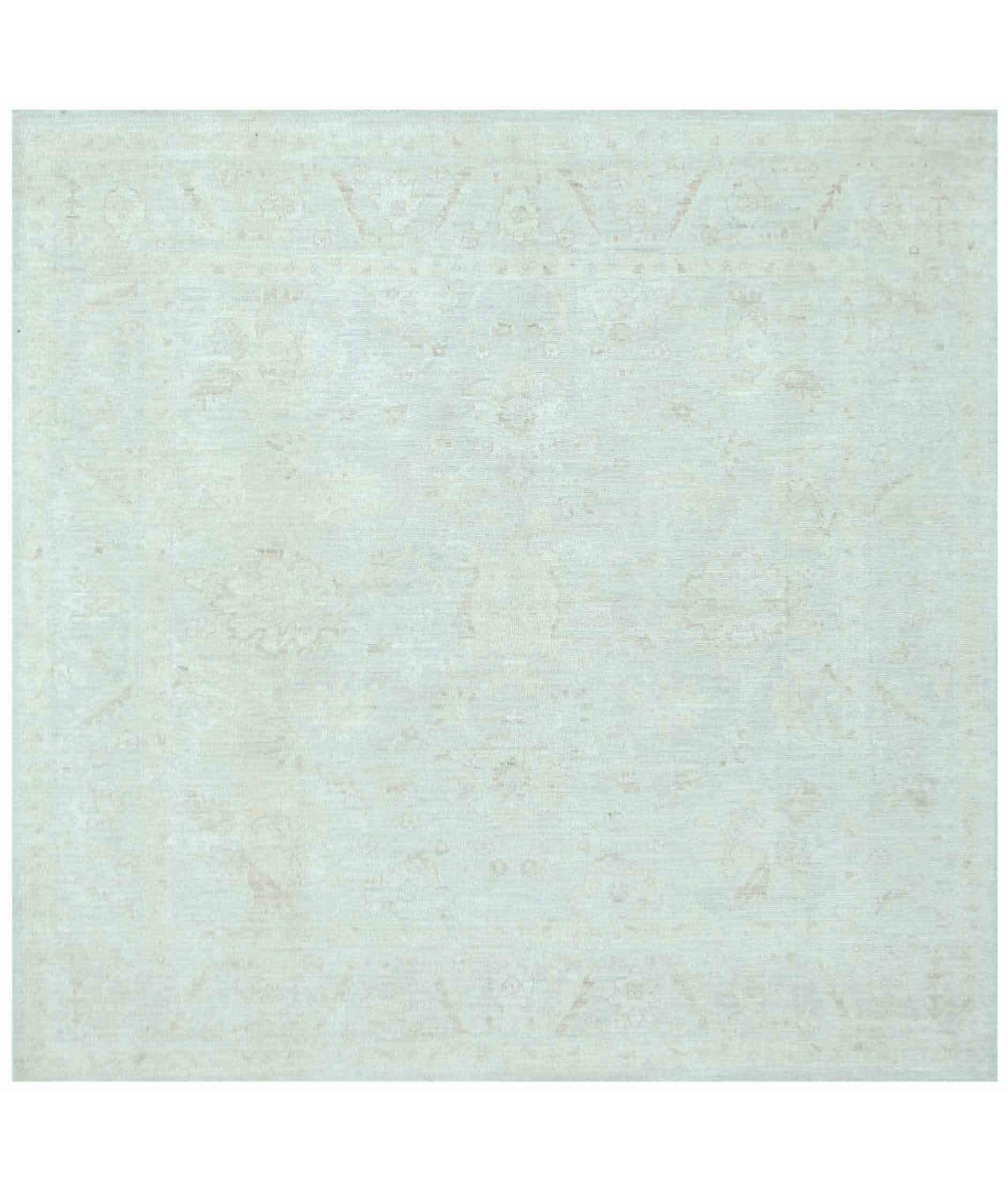 Hand Knotted Oushak Wool Rug  - 8&#39; 0&quot; X 8&#39; 2&quot; 8&#39; 0&quot; X 8&#39; 2&quot; (244 X 249) / Teal / Teal