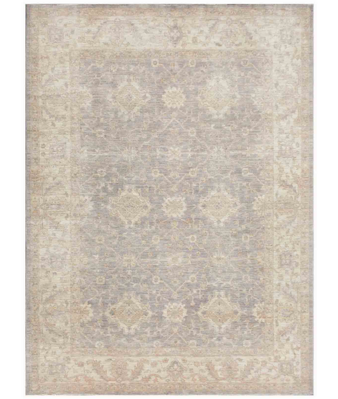 Hand Knotted Oushak Wool Rug  - 8&#39; 10&quot; X 11&#39; 11&quot; 8&#39; 10&quot; X 11&#39; 11&quot; (269 X 363) / Brown / Ivory