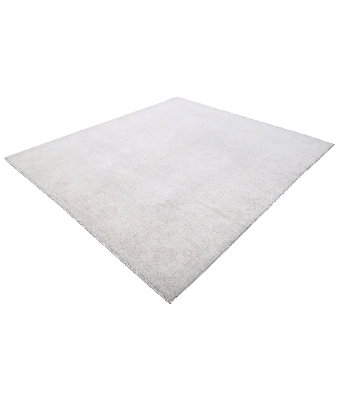 Hand Knotted Oushak Wool Rug - 7'10'' x 9'0'' 7'10'' x 9'0'' (235 X 270) / Grey / Ivory