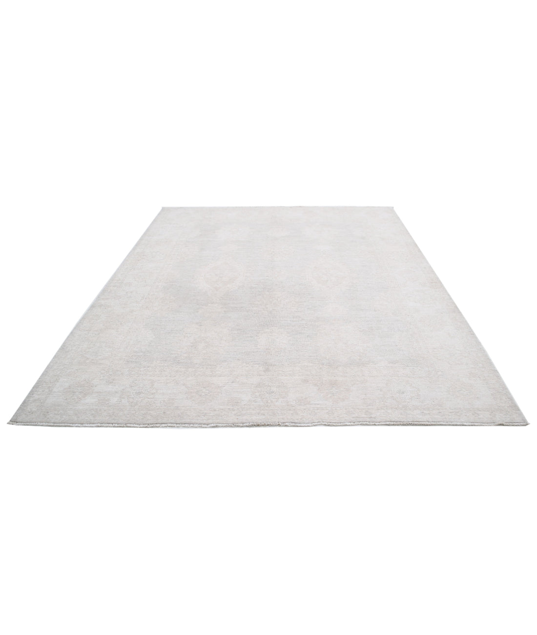 Hand Knotted Oushak Wool Rug - 7'10'' x 9'0'' 7'10'' x 9'0'' (235 X 270) / Grey / Ivory