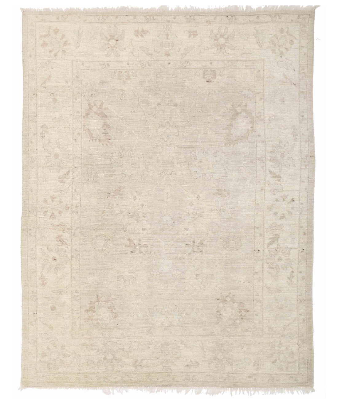 Hand Knotted Oushak Wool Rug  - 7&#39; 9&quot; X 9&#39; 11&quot; 7&#39; 9&quot; X 9&#39; 11&quot; (236 X 302) / Grey / Ivory