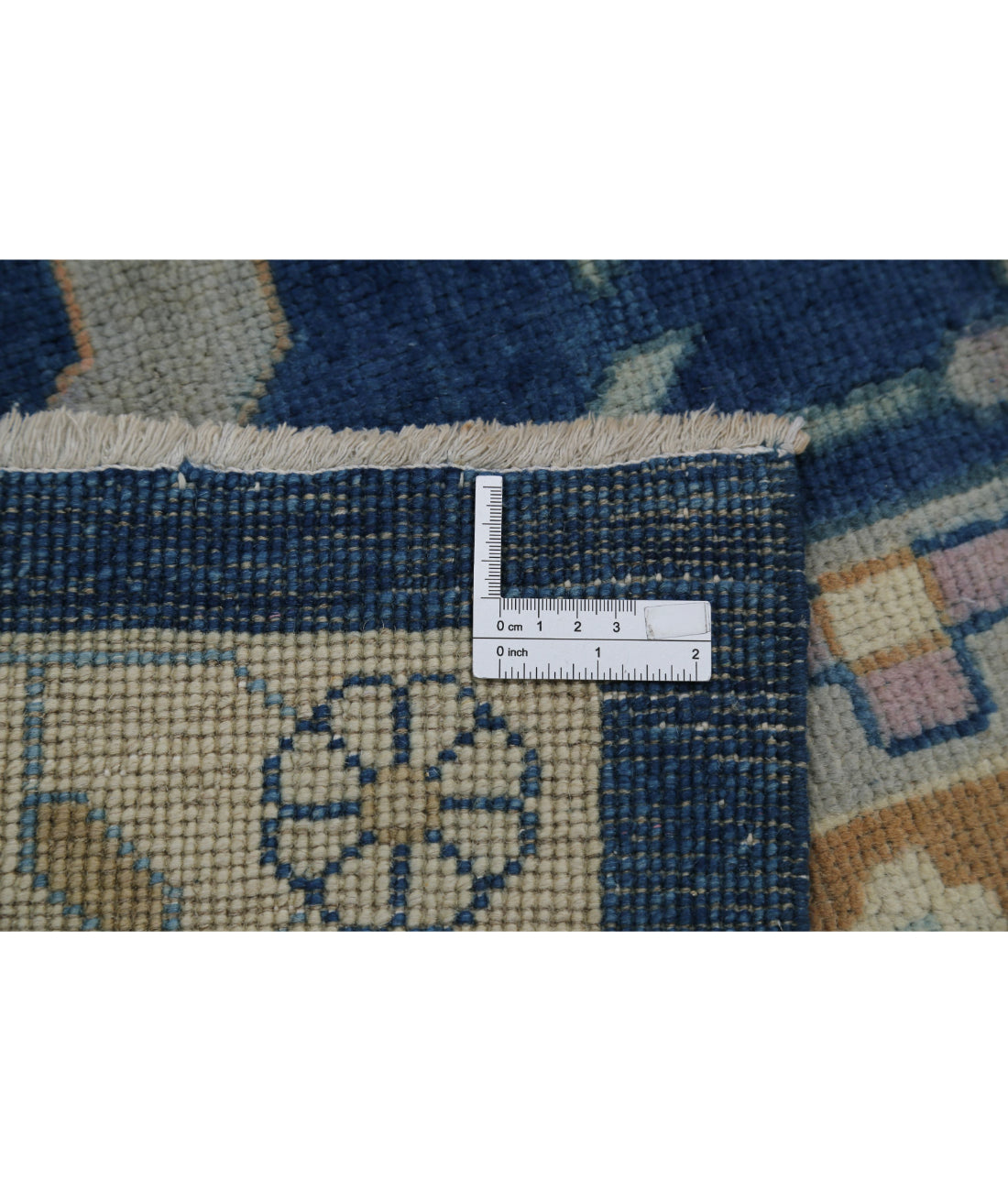 Hand Knotted Oushak Wool Rug - 9'11'' x 13'3'' 9'11'' x 13'3'' (298 X 398) / Blue / Taupe