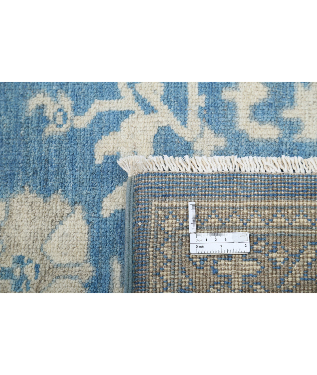 Hand Knotted Oushak Wool Rug - 8'1'' x 9'9'' 8'1'' x 9'9'' (243 X 293) / Blue / Ivory