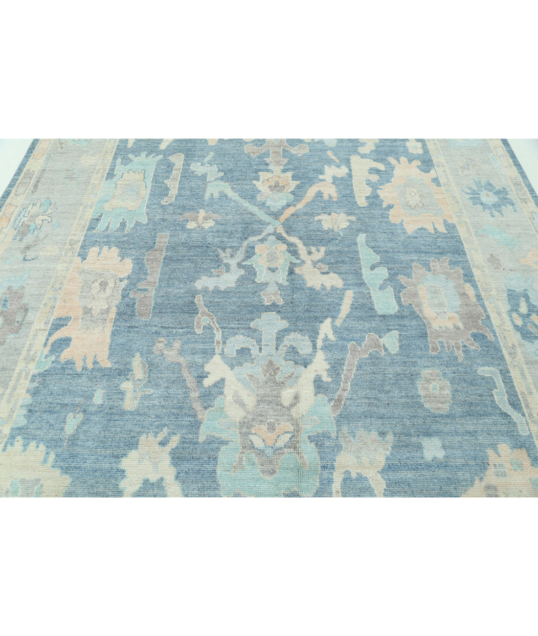 Hand Knotted Oushak Wool Rug - 7'11'' x 10'0'' 7'11'' x 10'0'' (238 X 300) / Blue / Green