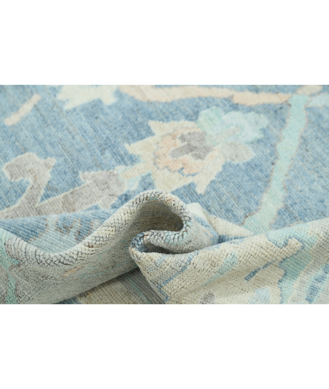 Hand Knotted Oushak Wool Rug - 7'11'' x 10'0'' 7'11'' x 10'0'' (238 X 300) / Blue / Green