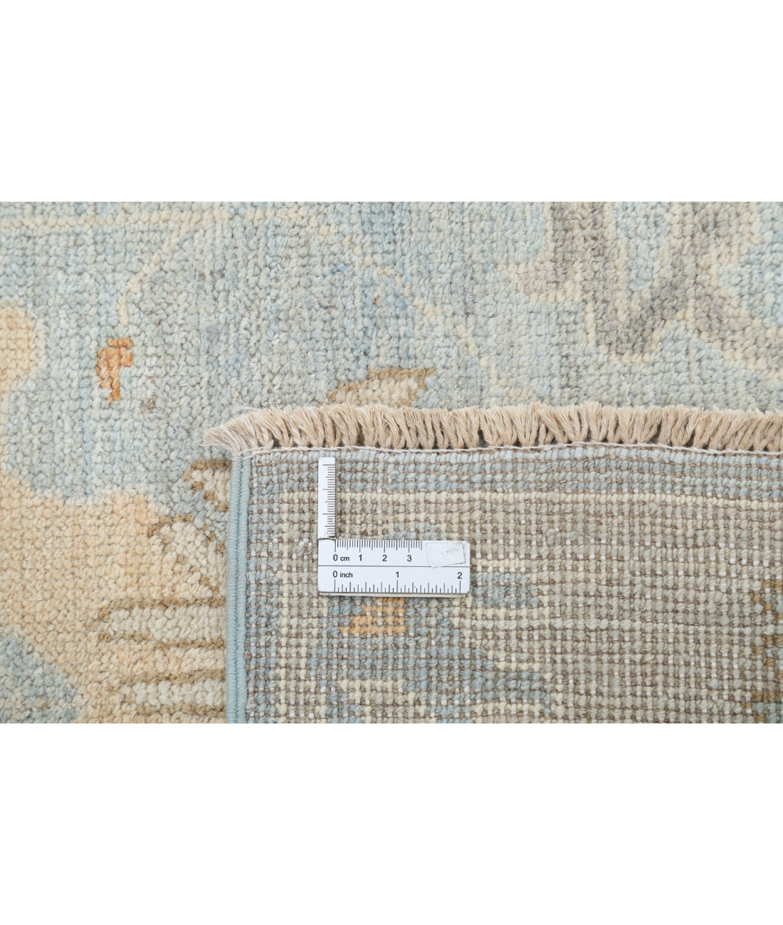 Hand Knotted Oushak Wool Rug - 3'1'' x 11'6'' 3'1'' x 11'6'' (93 X 345) / Blue / Silver