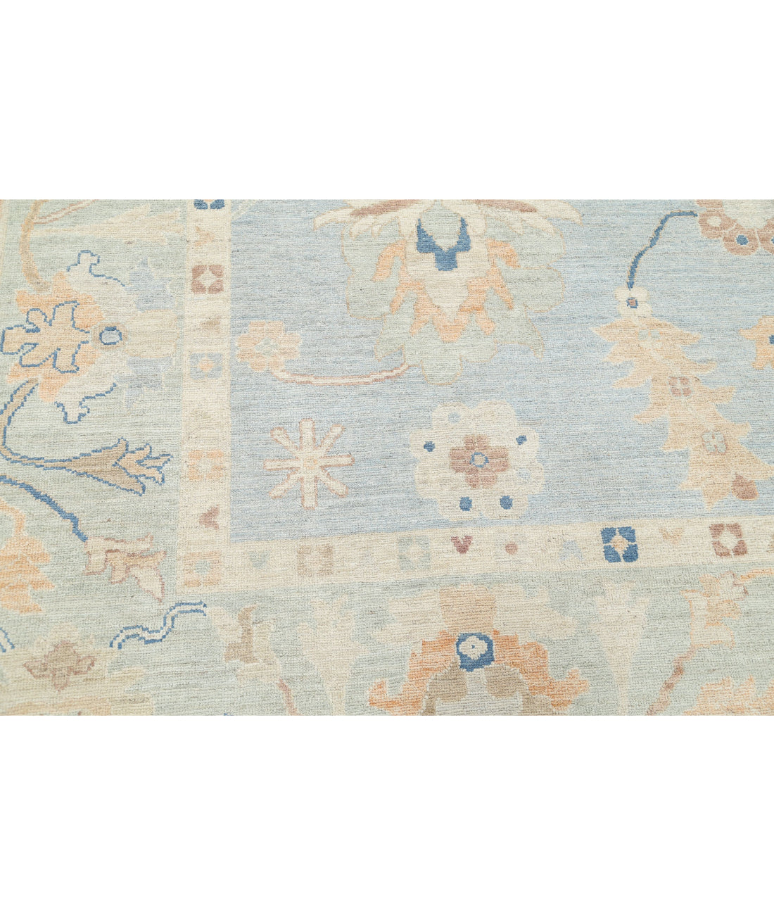 Hand Knotted Oushak Wool Rug - 10'1'' x 13'11'' 10'1'' x 13'11'' (303 X 418) / Blue / Green