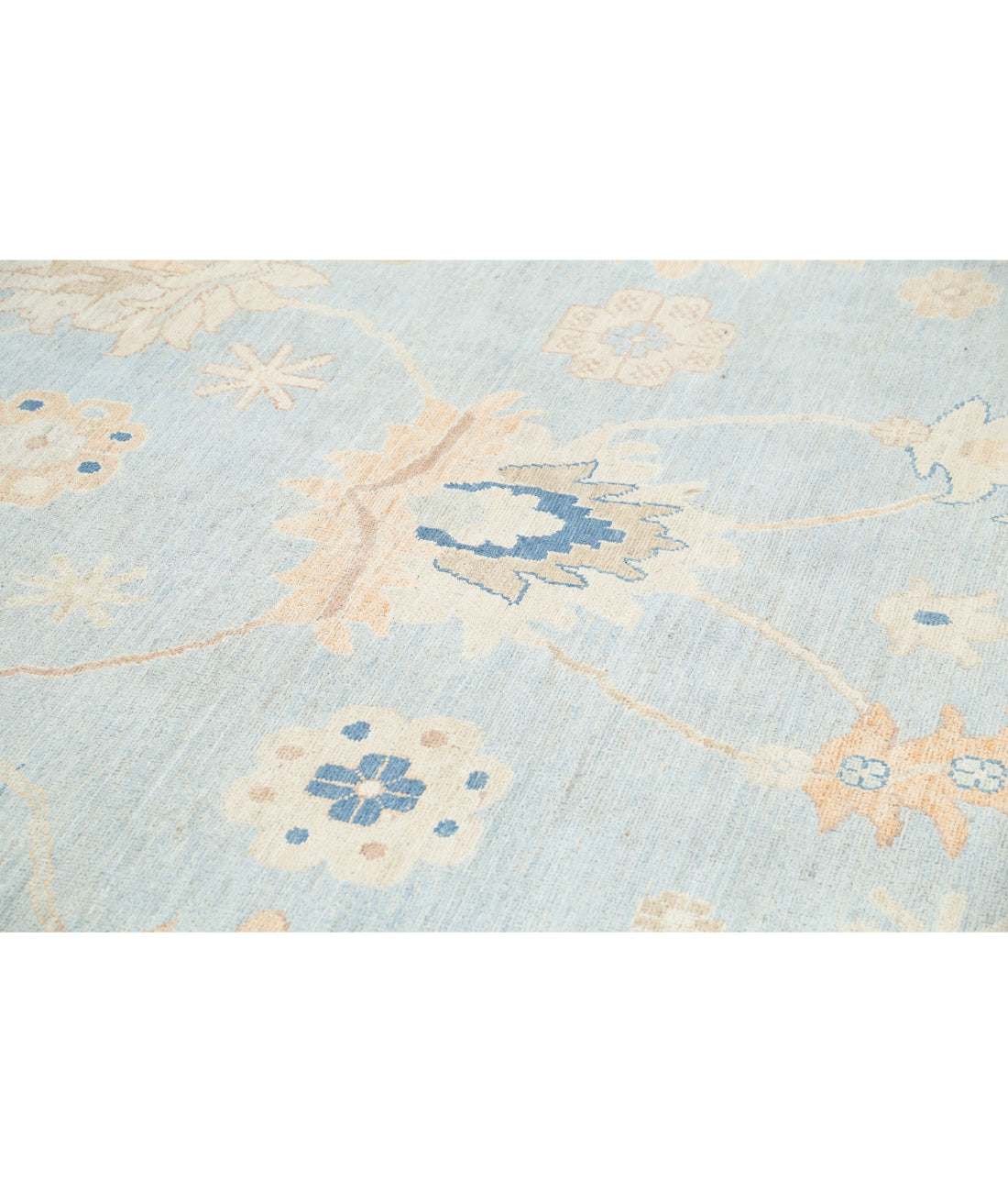 Hand Knotted Oushak Wool Rug - 10'1'' x 13'11'' 10'1'' x 13'11'' (303 X 418) / Blue / Green